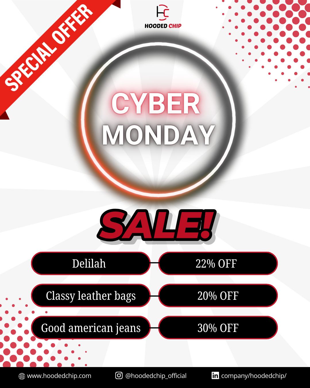 Cyber Monday starts now at HoodedChip. Discover exclusive online offers across trending categories and secure the best value while it lasts.
.
.
.
visit us at:
www.hoodedchip.com
#cybermonday  #hoodedchip  #onlinedeals  #smartshopping  #savemore