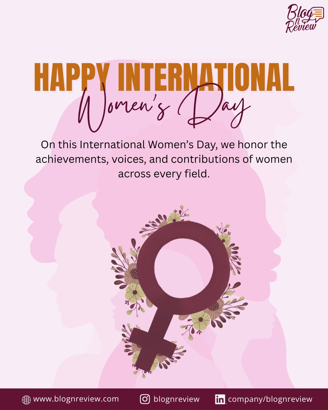 A day to honor the voices, achievements, and contributions of women across the world. 
.
.
.
for more visit us at:
www.blognreview.com

#womensday #internationalwomensday #womenachievements #womensupportwomen #equality #blognreview