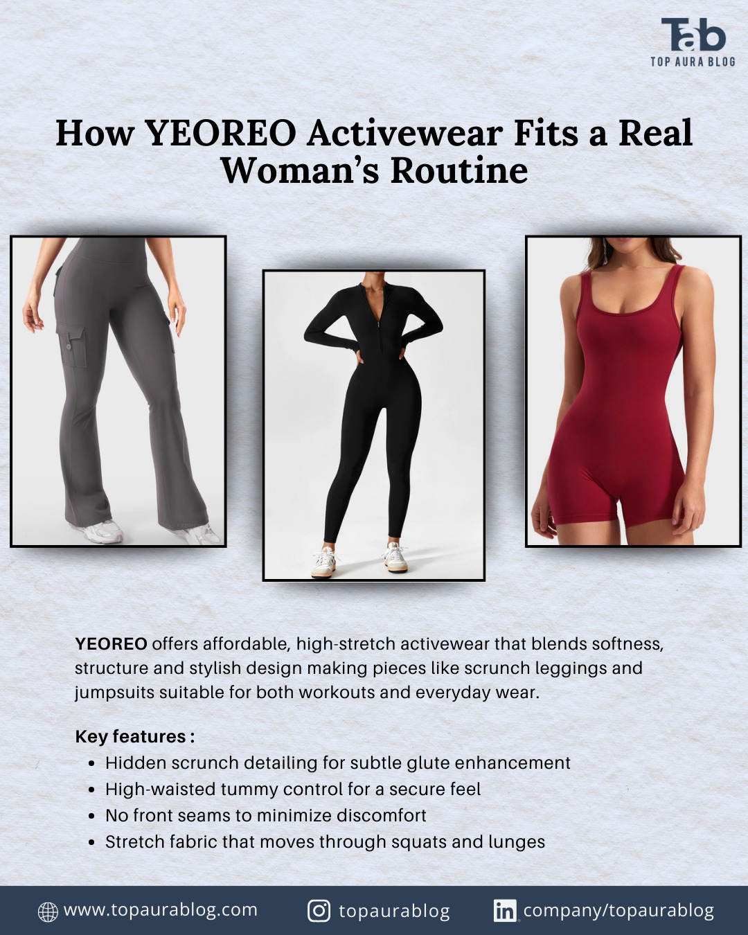 From workouts to everyday life
Discover how YEOREO activewear fits seamlessly into a real woman’s routine comfortable, stylish and ready for anything.
.
.
.
for more visit us at:
www.topaurablog.com

#yeoreo #topaurablog #activewearstyle #womenwhomove #fitnessfashion #athleisurelife #workoutwear #everydaycomfort